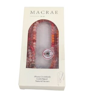 Macrae Phone Crossbody Strap Gold Plated with Natural Stones Orange